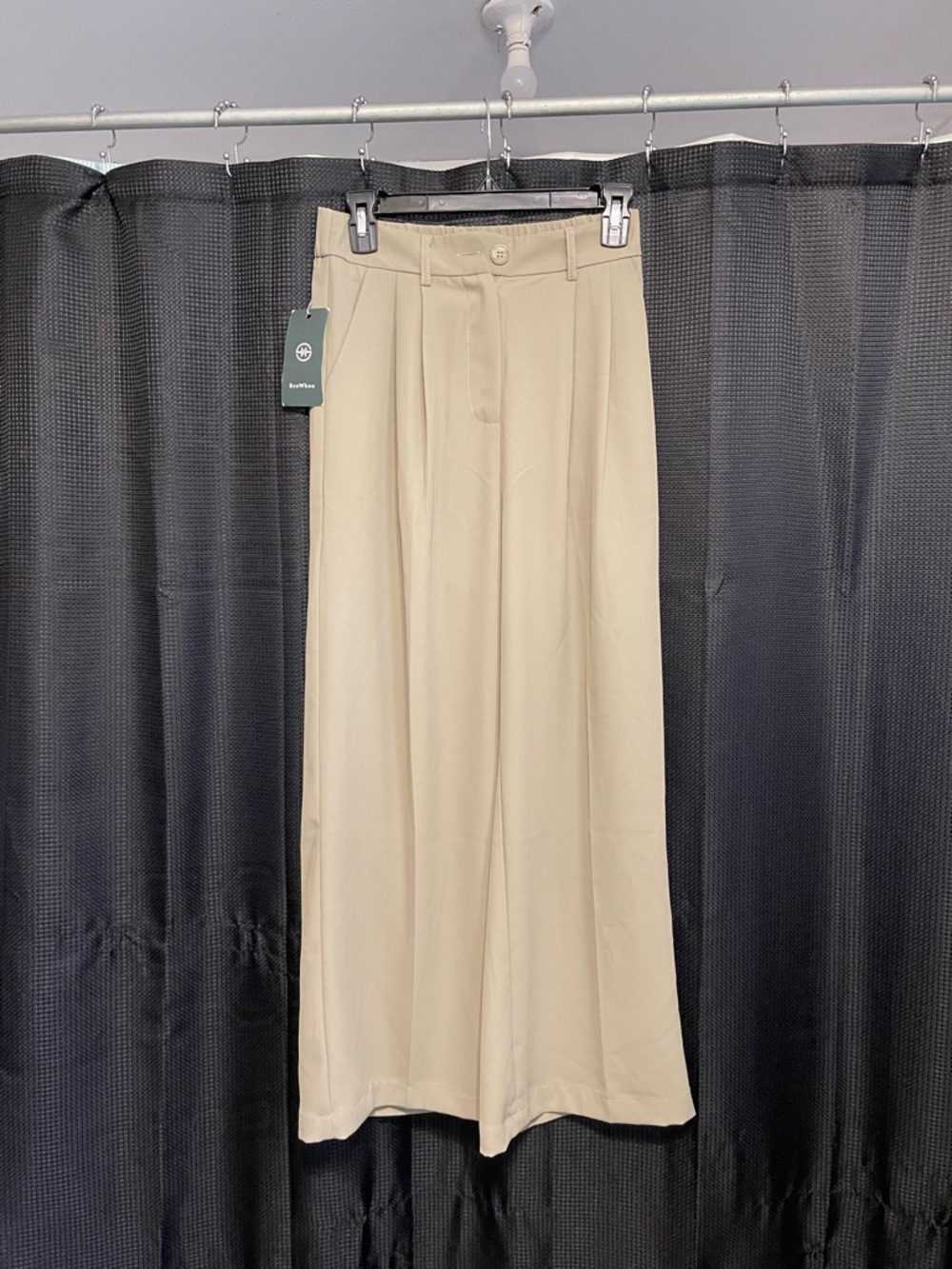 2 Pairs High-Rise Wide Leg Dress pants in Beige and black